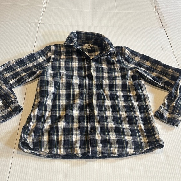 American Eagle Outfitters Tops - LL Bean relaxed fit Plaid Button-Up Shirt 100% cotton green navy and cream